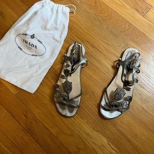 Prada sandals silver metallic. Size 38
